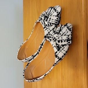 Black and white 42 (10) Tweed Flat Shoes